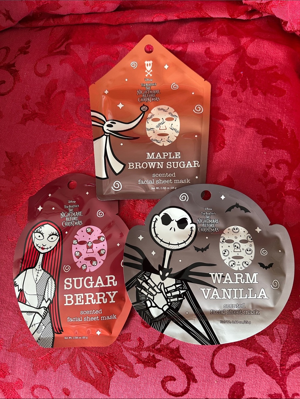Set of 3 The Nightmare Before Christmas Scented Facial Sheet Masks